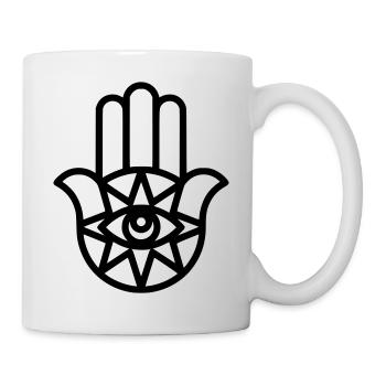 Hamsa Hand Fatima Umriss - Tasse - Weiß - Rechts