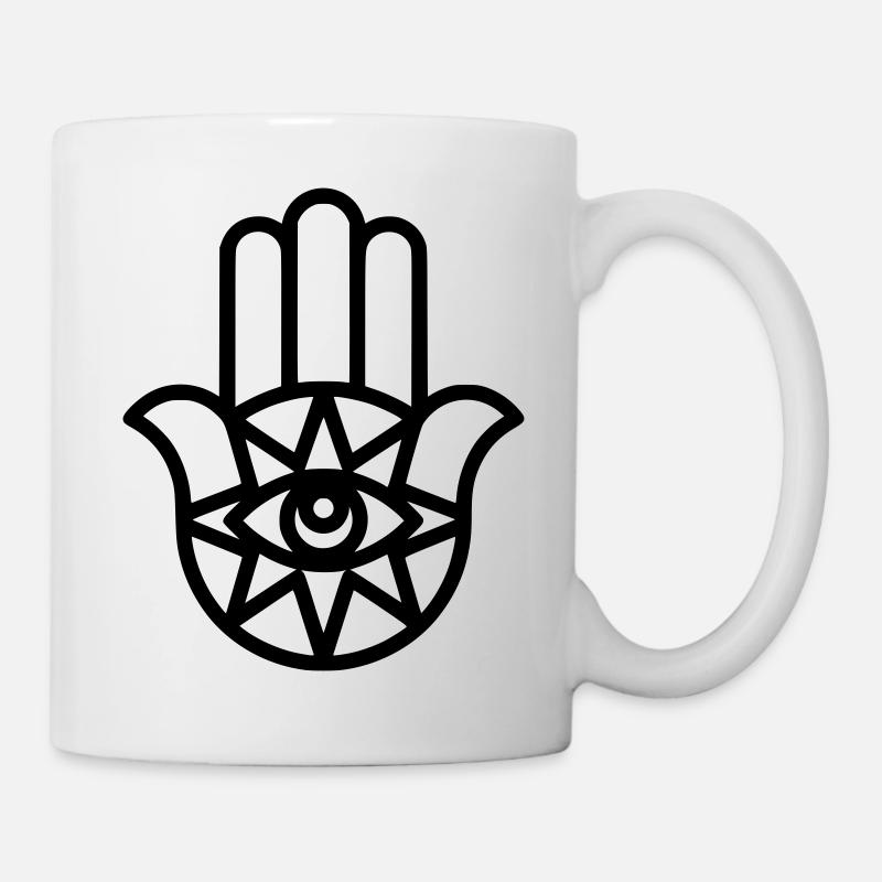 Silhouette de Fatima de la Main Hamsa - Mug blanc - blanc