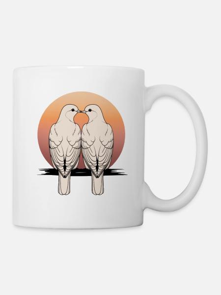 Taubenherz im Sonnenuntergang - Tasse - Weiß