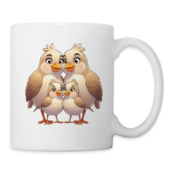Vogel Familienkuschel - Tasse - Weiß - Rechts
