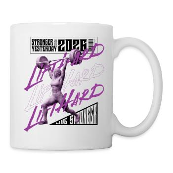 Femme en haltérophilie, version rose foncé violet - Mug blanc - blanc - Droite