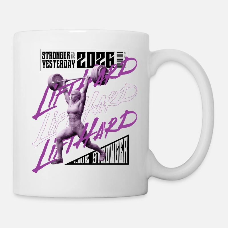 Gewichtheberfrau, lila rosa dunkle Version - Tasse - Weiß