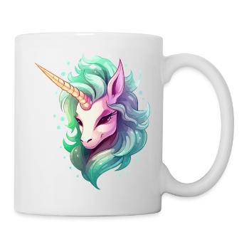Unicorn head in rainbow hair - Mug - white - Right