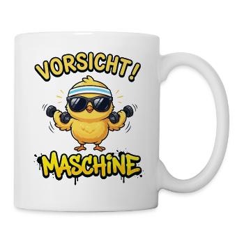 Beware of machine – fitness chicks during training - Mug - white - Right