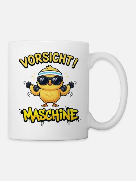 Beware of machine – fitness chicks during training - Mug - white