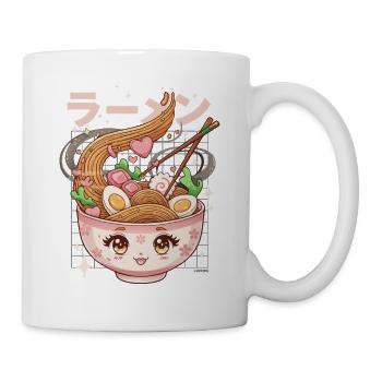 Ramen kawaii en bol coeurs girly - Mug blanc - blanc - Droite