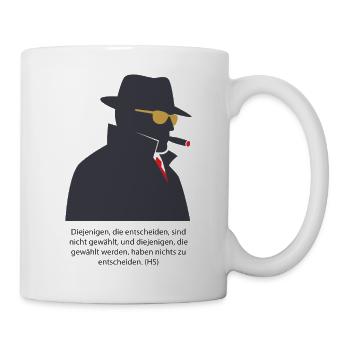Nachtdetektiv mit Zigarre, Wer Entscheidet? - Tasse - Weiß - Rechts