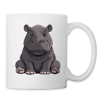 Dessin animé de l’hippopotame câlin - Mug blanc - blanc - Droite