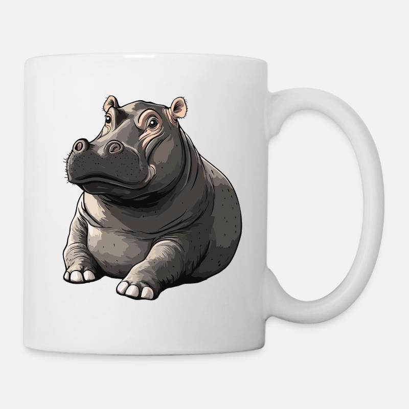 Silent Hippo Cartoon Style - Mug - white