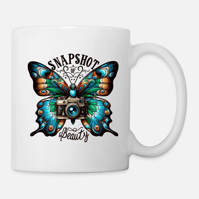 Butterfly Camera Snapshot Beauty - Mug - white