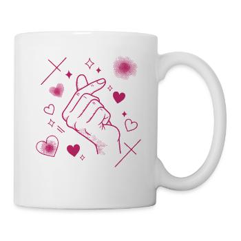 Kpop Musique coréenne Doigts mignons Cœur Amour Corée - Mug blanc - blanc - Droite