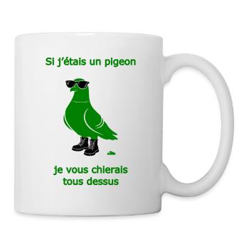 Pigeon Provocateur Vert - Mug blanc - blanc - Droite