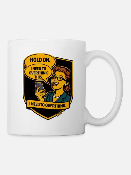 Retro Comic Überdenken - Overthinker - Tasse - Weiß