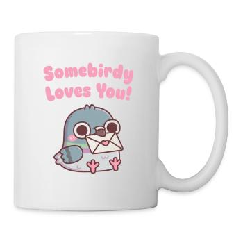 Süße Taube Somebirdy Loves You Wortspiel - Tasse - Weiß - Rechts