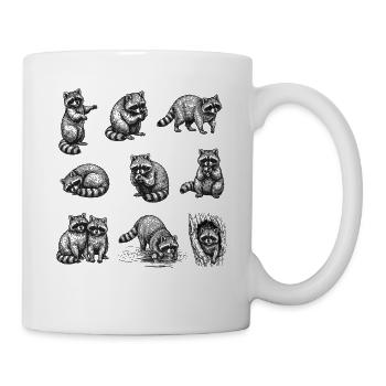 Nachtkatzen Silhouetten Muster - Tasse - Weiß - Rechts