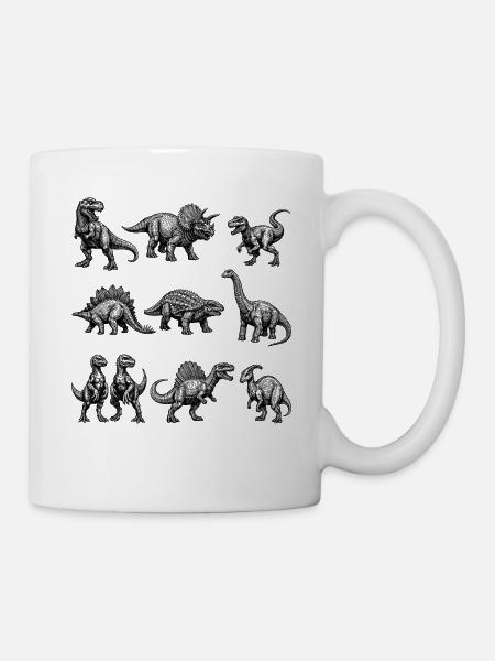 Dino Silhouetten Muster - Tasse - Weiß