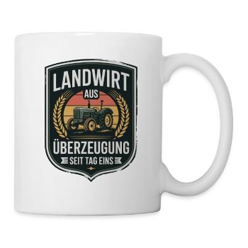 Farmer out of conviction tractor since day one - Mug - white - Right