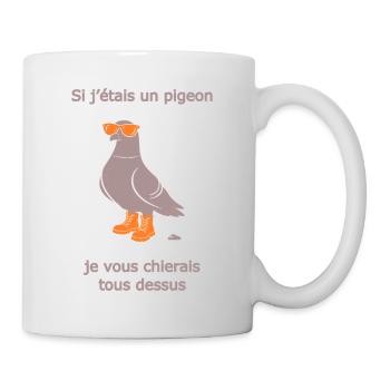 Pigeon Provocateur Bottes Orange Clair Humour - Mug blanc - blanc - Droite