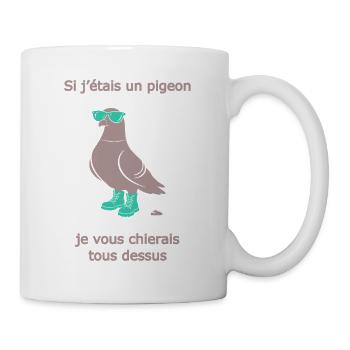 Pigeon Provocateur Bottes Turquoise Humour - Mug blanc - blanc - Droite