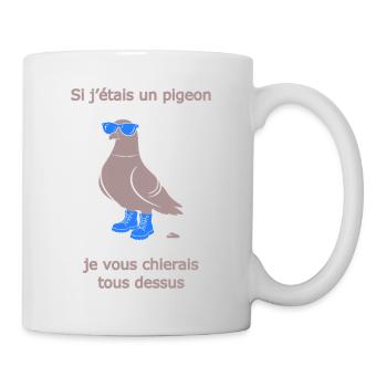 Pigeon Provocateur Bottes Bleu Clair Humour - Mug blanc - blanc - Droite
