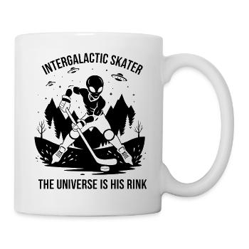 Außerirdische Eishockeyspieler UFO Silhouette  - Tasse - Weiß - Rechts