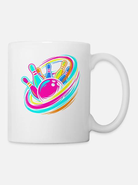 Bowlingkugel und Pins Strike - Tasse - Weiß