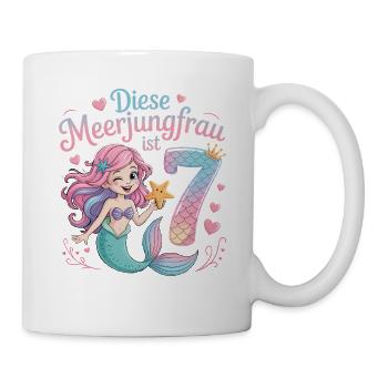 Cette sirène a 7 ans de filles - Mug blanc - blanc - Droite