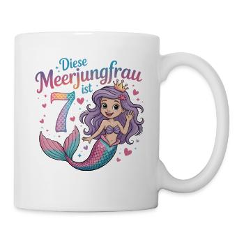 Cette sirène a 7 ans de filles - Mug blanc - blanc - Droite