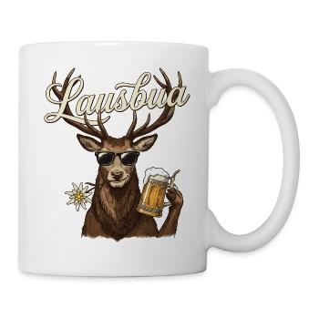 Lausbua Hirsch – Cool traditional costume motif with beer - Mug - white - Right