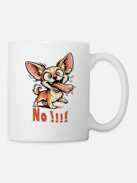 Lustiger Chihuahua „No!“ – Verrückter Hund - Tasse - Weiß