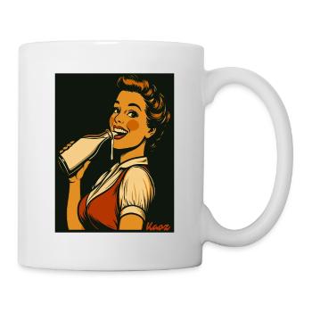 Dame rétro avec une boisson au lait - Mug blanc - blanc - Droite