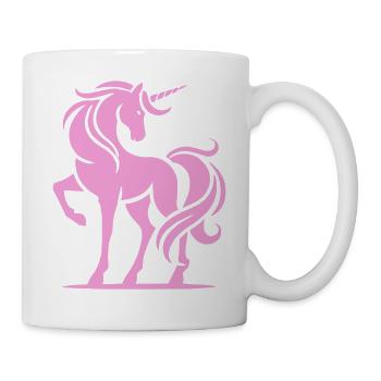 Rosa Einhorn-Silhouette - Tasse - Weiß - Rechts