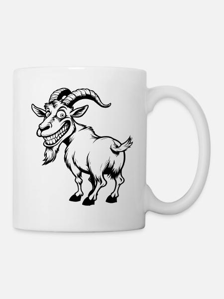 Grinning mountain goat illustration - Mug - white