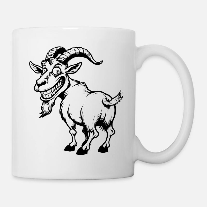 Goat mischievous black sketch - Mug - white