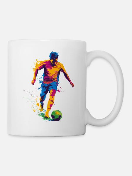 Farbspritzer Fußballheld - Tasse - Weiß