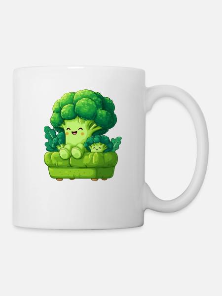 Brokkoli Kuschelfamilie - Tasse - Weiß