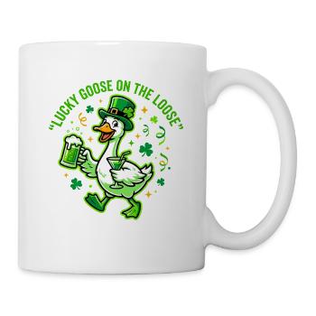 Funny Lucky Goose On The Loose St. Patrick Day - Tasse - Weiß - Rechts