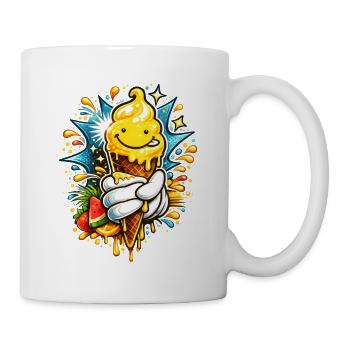 Fröhliche Schmelzende Eiscreme Illustration  - Mug - white - Right