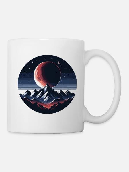 Mondschein über Bergkette - Tasse - Weiß