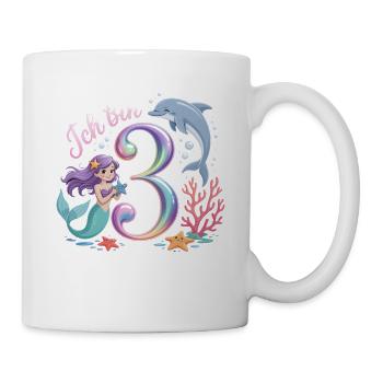Ich Bin 3 Meerjungfrauen Mädchen 3. Geburtstag - Tasse - Weiß - Rechts