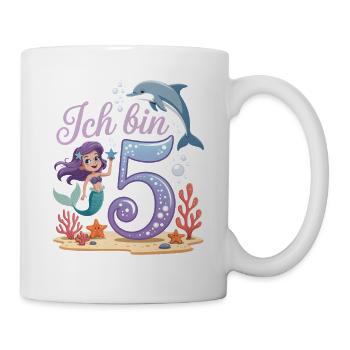 I'm 5 Mermaids Girl 5th Birthday - Mug - white - Right