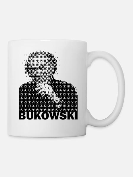 Porträt von Charles Bukowski - Tasse - Weiß