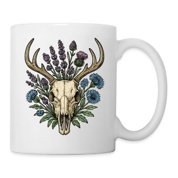 Deer bones with flower wreath - Mug - white - Right