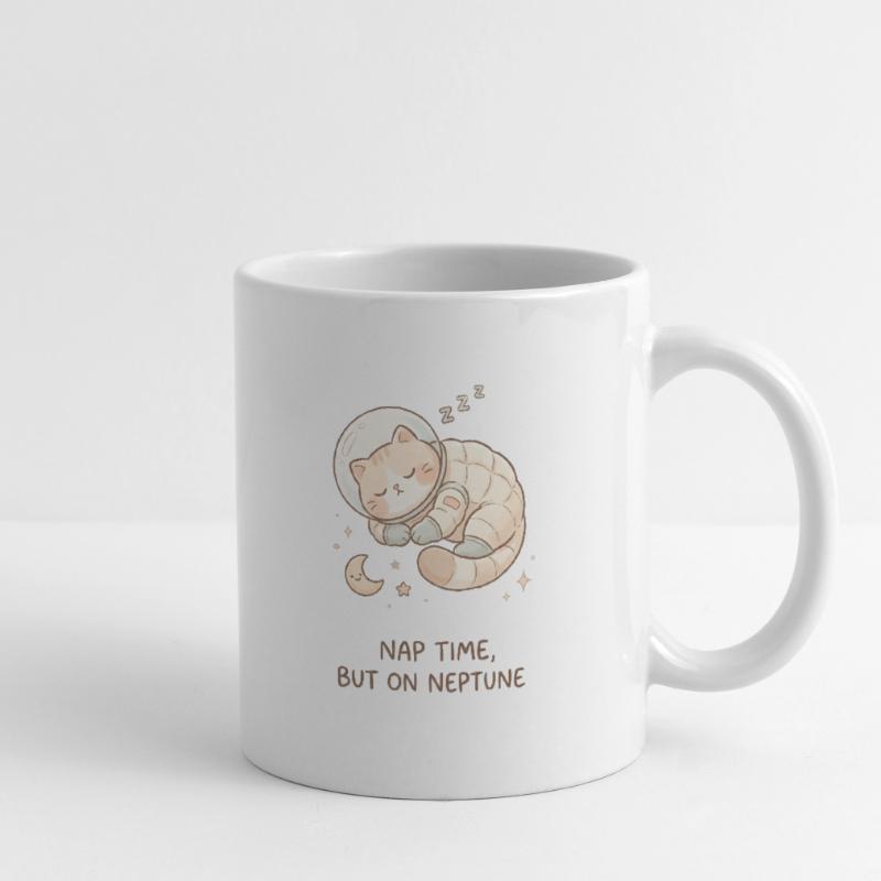 Nap Neptune | Chat de l’espace mignon Mug blanc