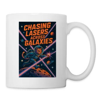 Laser Hunt Through Galaxies | Space Cat Sci-Fi - Mug - white - Right