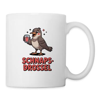 Lustige Schnapsdrossel Trinkvogel Party - Tasse - Weiß - Rechts