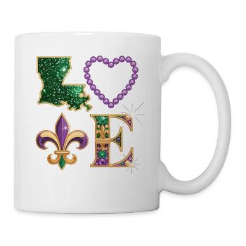 T-shirt Mardi Gras Louisiane – Fleur de Lis, Cœur - Mug blanc - blanc - Droite