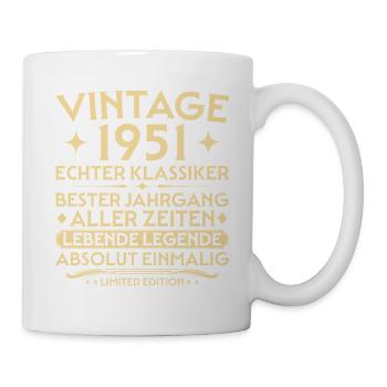 Geburtstag 1951 Jahrgang Echter Klassiker - Tasse - Weiß - Rechts