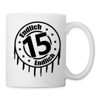 Endlich 15 - Tasse - Weiß - Rechts
