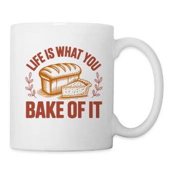 La vie, c’est ce que tu cuisines | Jeu de mots pâtisserie - Mug blanc - blanc - Droite